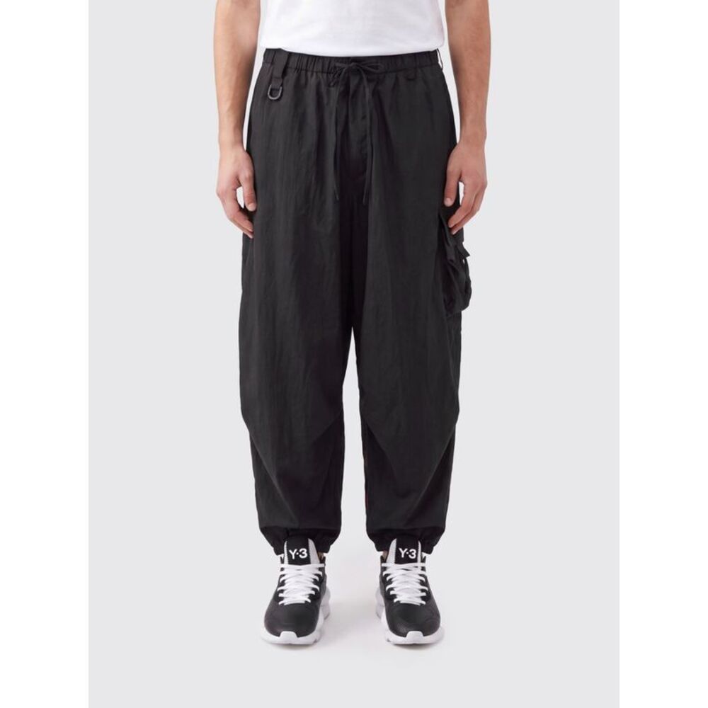 Y-3 Men Wide-Leg Technical Fabric Cargo Trousers Y-3 With Drawstring Waist